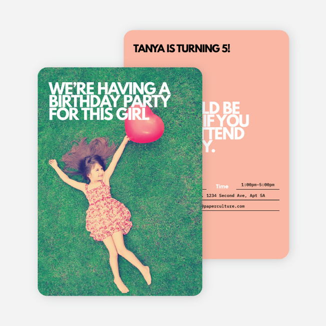 Bold Photo Birthday Invites - Orange