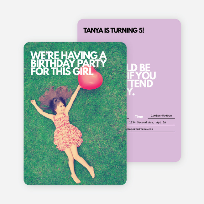 Bold Photo Birthday Invites - Purple
