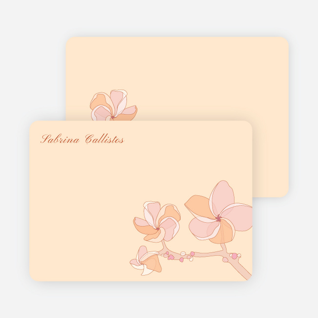 Elegant Flowers Personal Stationery - Frangipani Orange