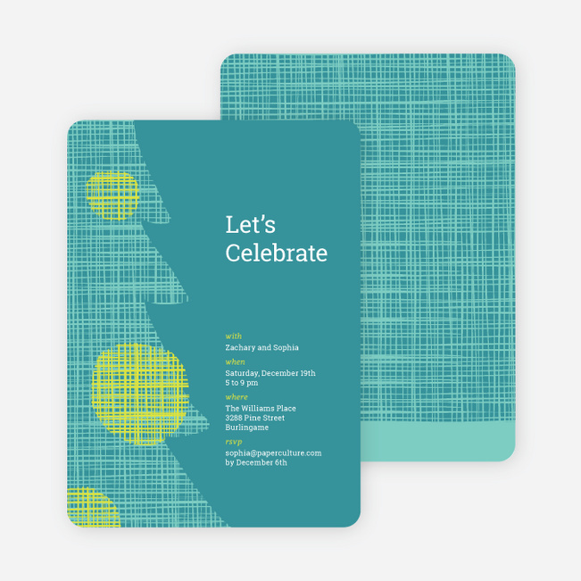 Modern Christmas Tree Themed Party Invitations - Teal