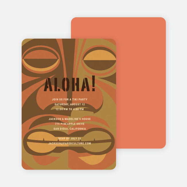 Tiki Carving God of the Party Invitations - Cinnamon