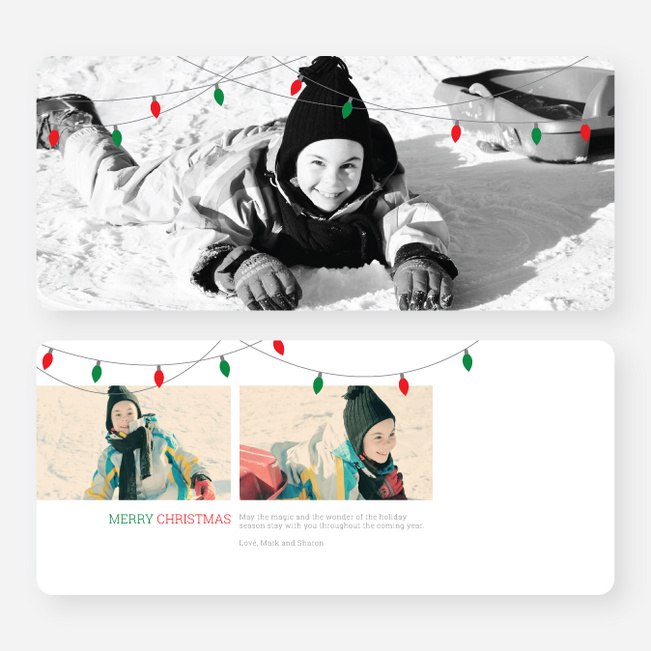 Christmas Lights Christmas Cards - Red