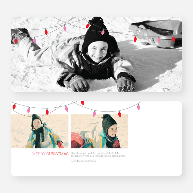 Christmas Lights Christmas Cards - Pink