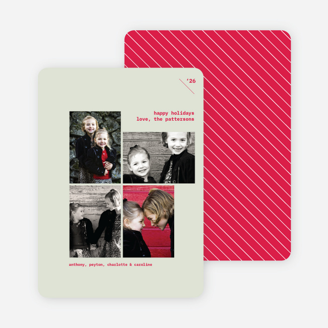 Holiday Photo Twist, 4 Photo Holiday Cards - Pale Sage