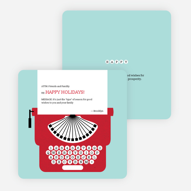 Holiday Typewriter Note Cards - Red