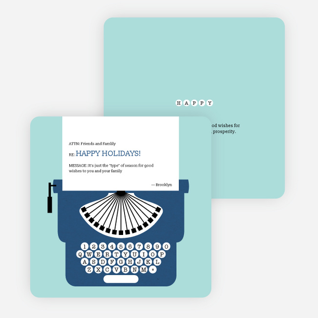 Holiday Typewriter Note Cards - Blue