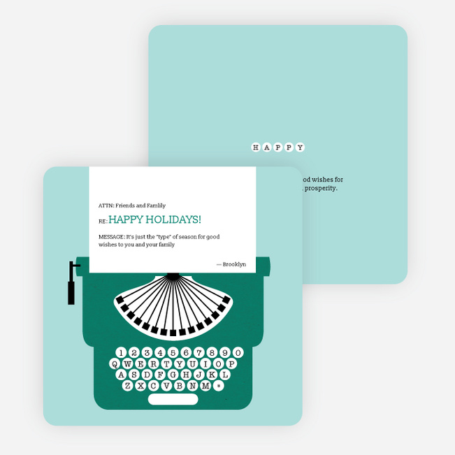 Holiday Typewriter Note Cards - Green