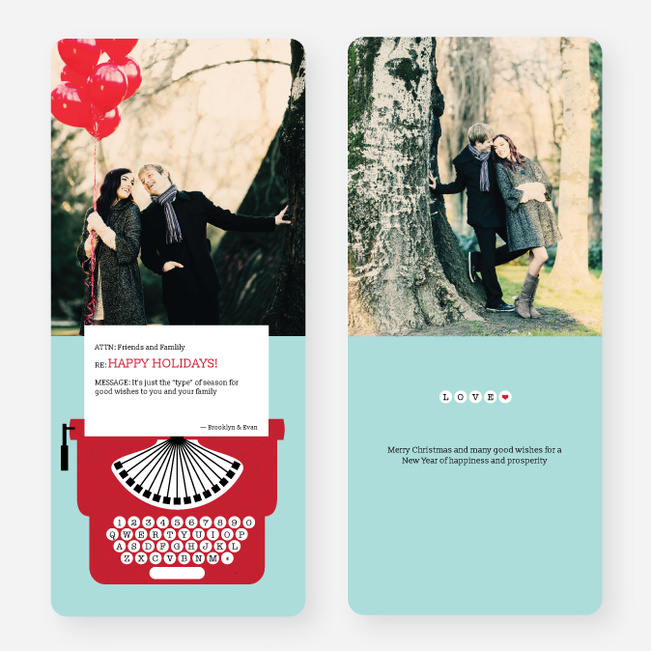 Holiday Typewriter Note Cards - Red
