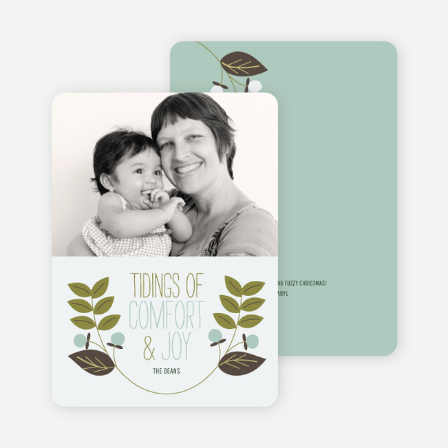 Holly Tidings Holiday Photo Cards - Olive Green