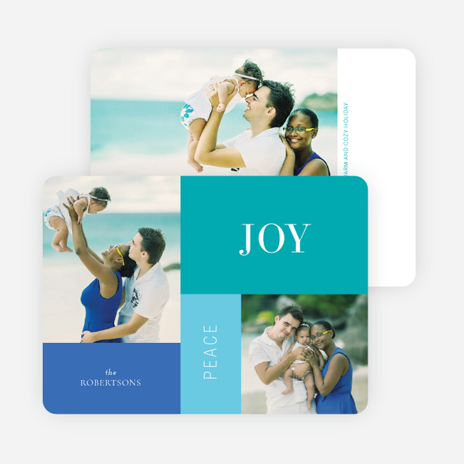 Joy, Peace & Love Blocks: Holiday Photo Cards - Blue
