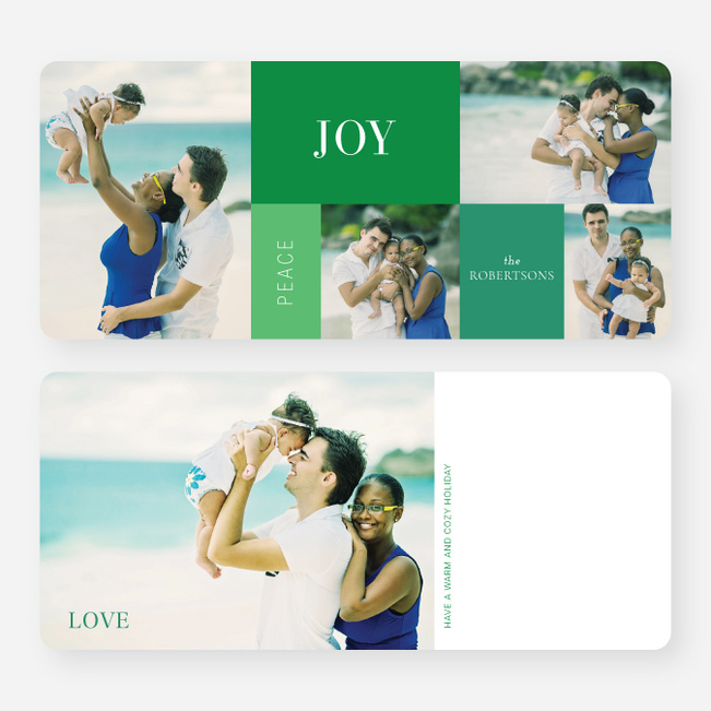 Joy, Peace & Love Blocks: Holiday Photo Cards - Green
