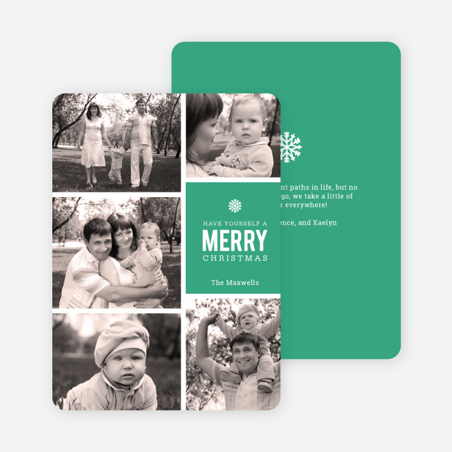 Merry Photos Holiday Cards - Green