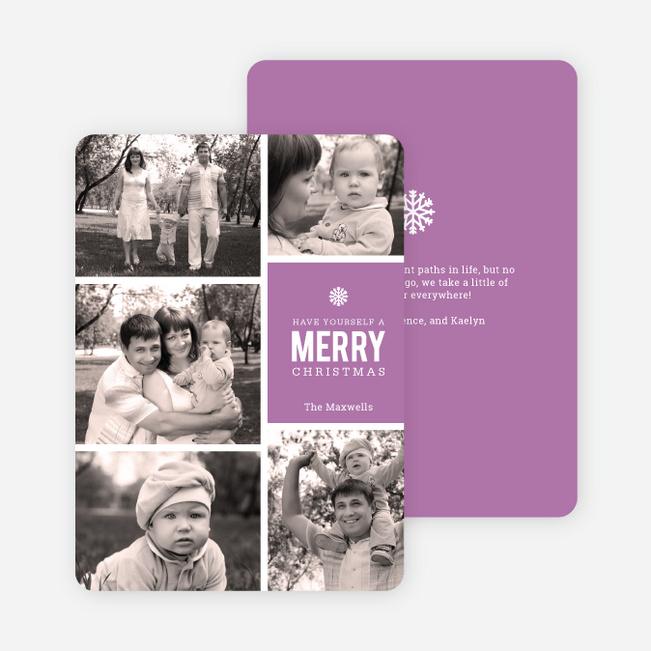 Merry Photos Holiday Cards - Purple