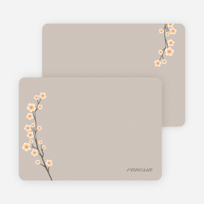 Personal Stationery for Cherry Blossom Modern Baby Announcement - Peach