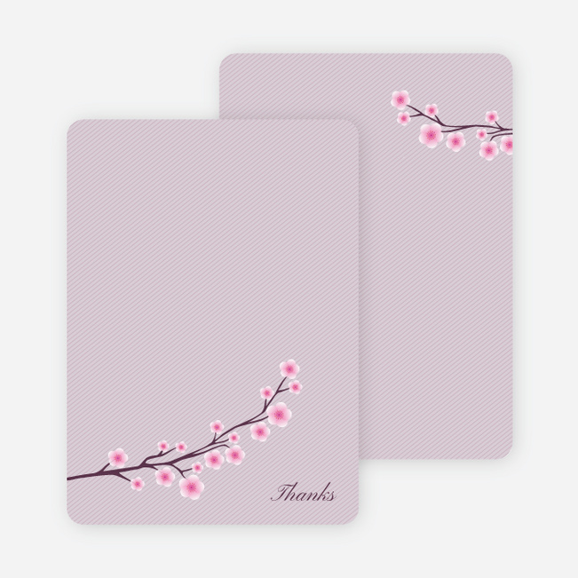 Personal Stationery for Cherry Blossom Modern Baby Announcement - Royal Purple