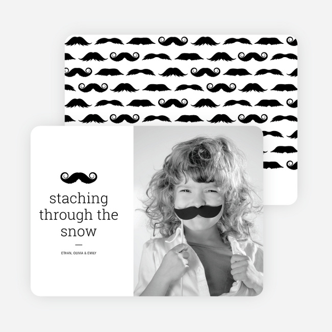 Staching through the Snow: Mustache Holiday Cards - Black