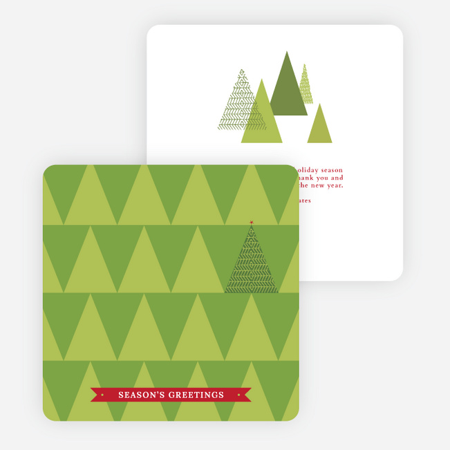 Modern Christmas Tree Christmas Cards - Red