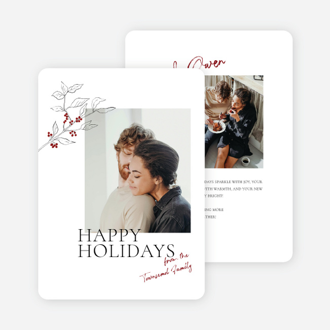Berry Merry Wishes Holiday Cards and Invitations - White