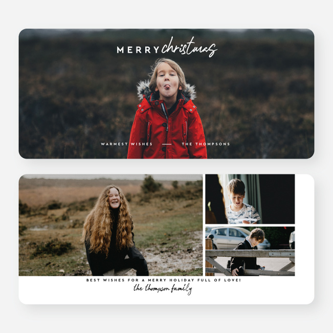 Gleaming Greetings Personalized Christmas Cards - White