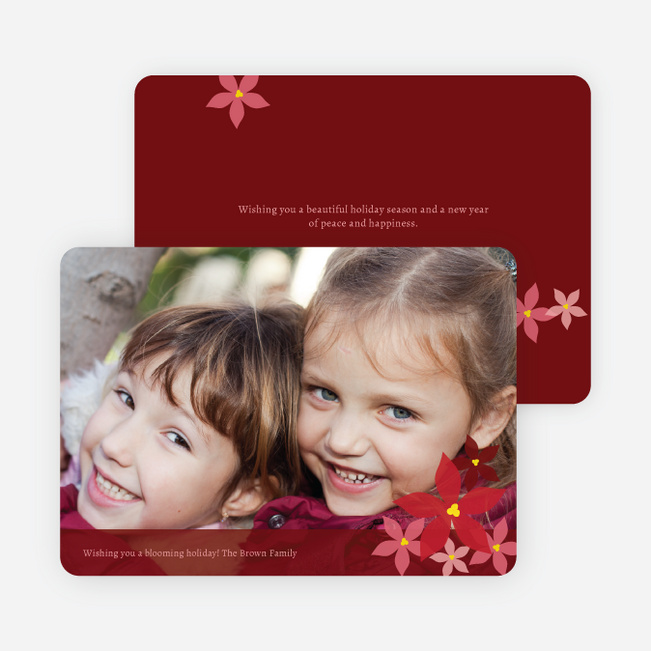 Poignant Poinsettia Holiday Photo Card - Maroon