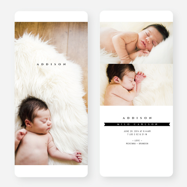 Simply Classic Photo Birth Announcements - Black