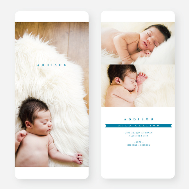 Simply Classic Photo Birth Announcements - Blue
