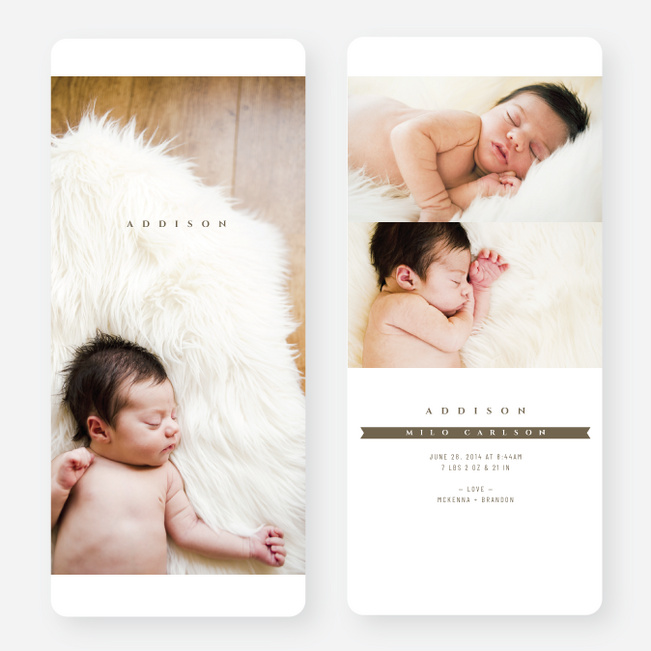 Simply Classic Photo Birth Announcements - Brown