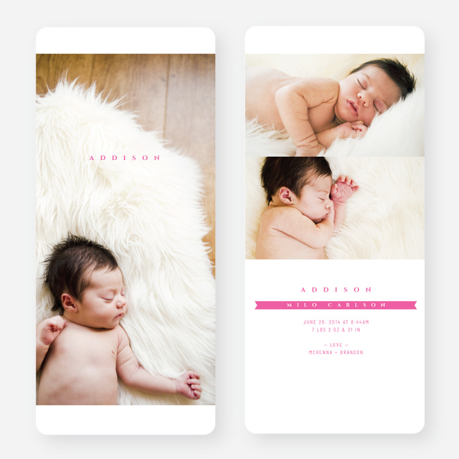 Simply Classic Photo Birth Announcements - Pink