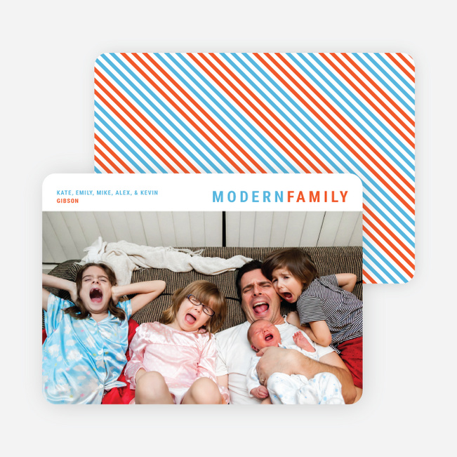 Diagonal Stripes Holiday Cards - Blue