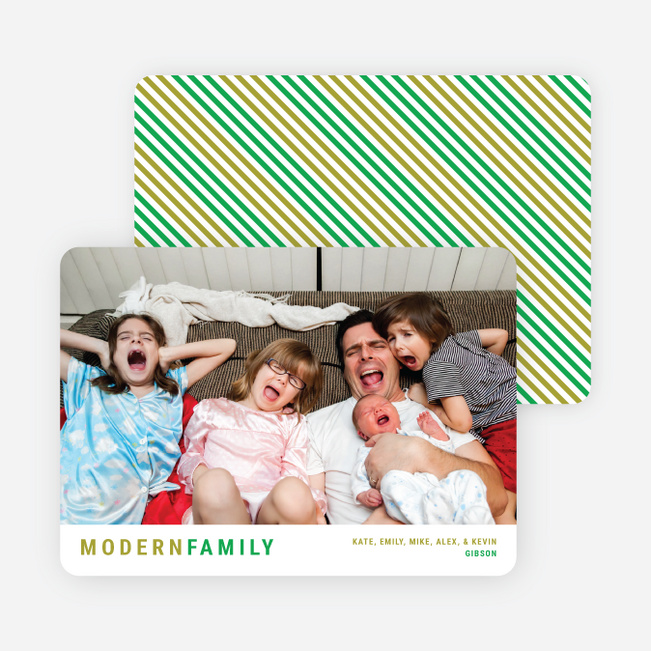 Diagonal Stripes Holiday Cards - Green