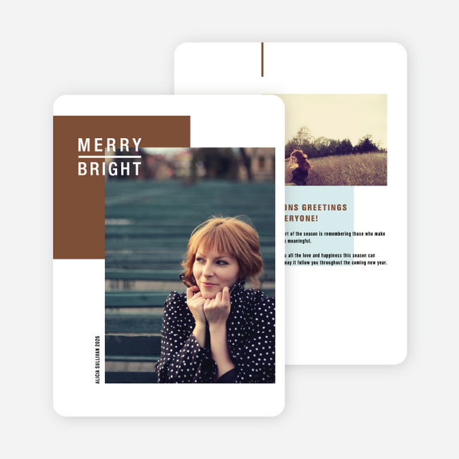 Merry and Bright Seasons Greetings - Brown