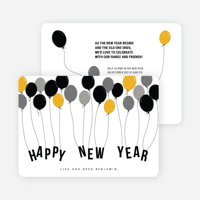 Balloon Themed New Year’s Party Invitations - Gray