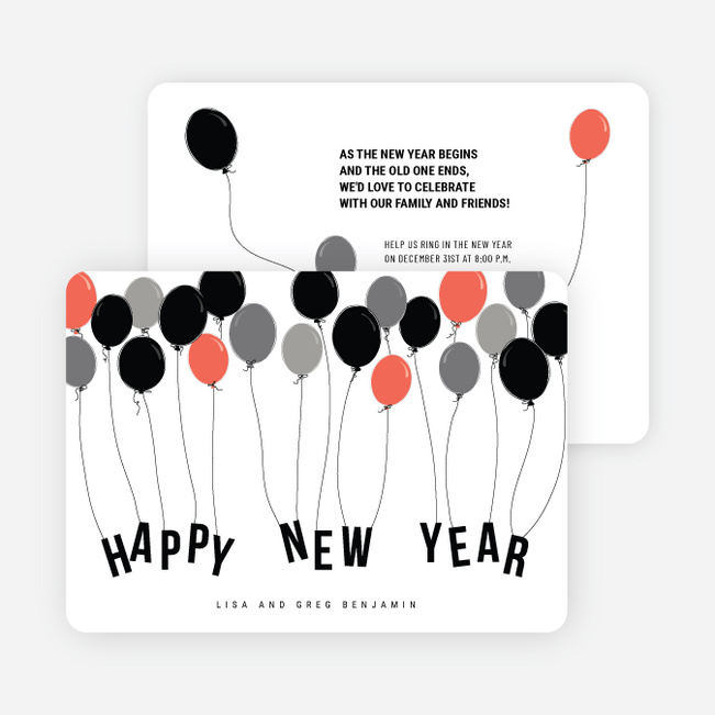 Balloon Themed New Year’s Party Invitations - Red