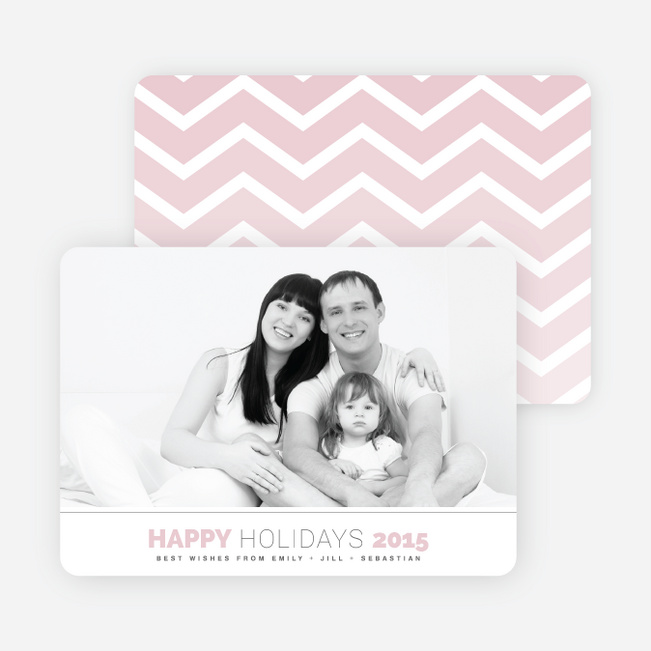 Chevron Winter Stripes Happy Holidays Cards - Pink