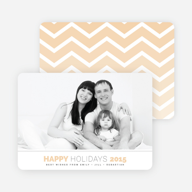 Chevron Winter Stripes Happy Holidays Cards - Orange