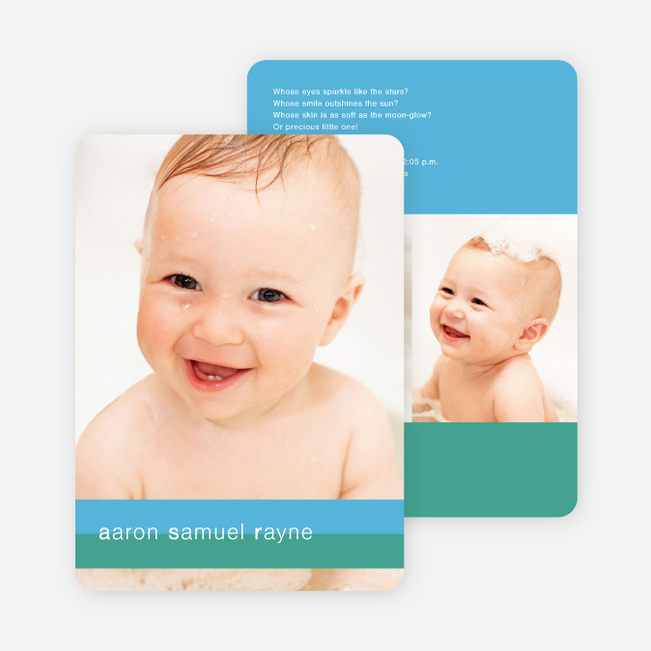 Colored Stripes Modern Birth Announcements - Cool Pool