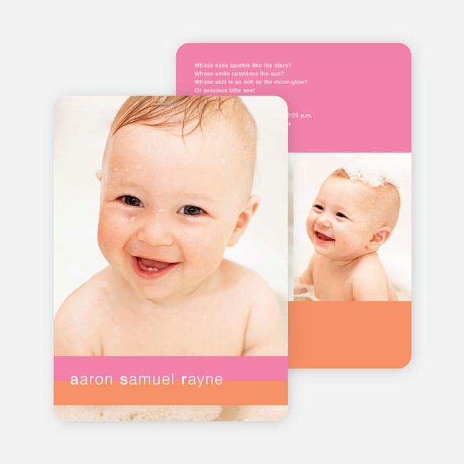 Colored Stripes Modern Birth Announcements - Strawberry Milkshake