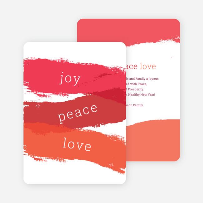 Strokes of Joy, Peace & Love Christmas Cards - Red