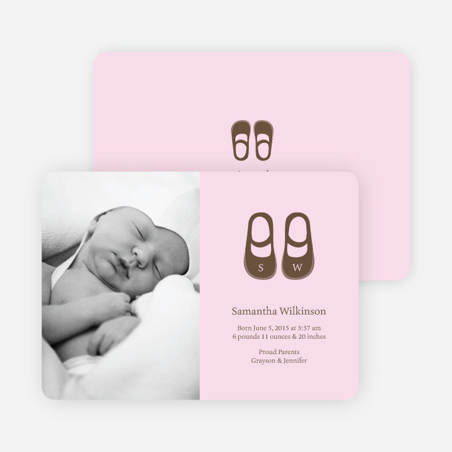 Baby’s Got a New Pair of Shoes Photo Baby Announcements - Pink