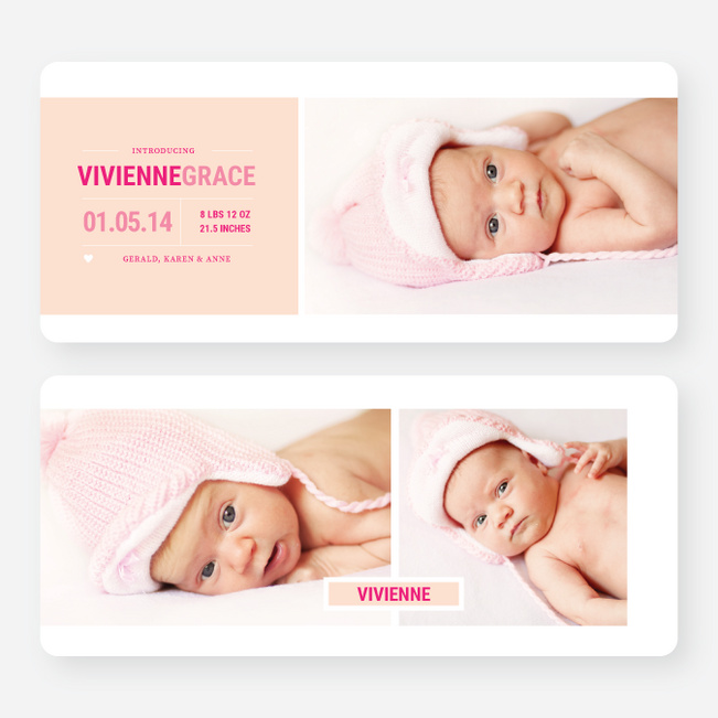 Introducing Your Baby Announcements - Pink