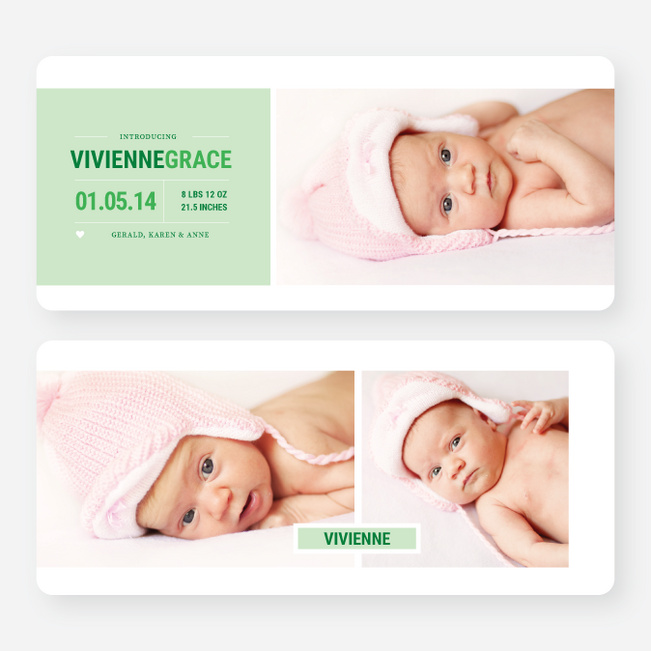 Introducing Your Baby Announcements - Green