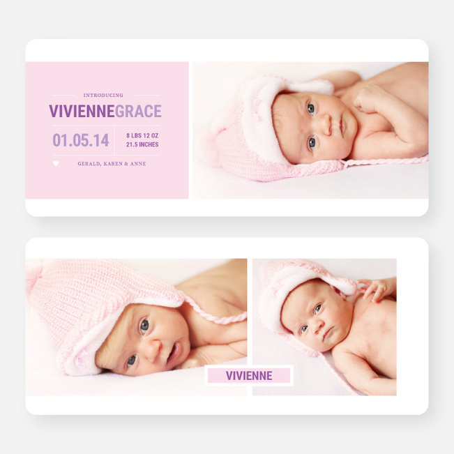 Introducing Your Baby Announcements - Purple