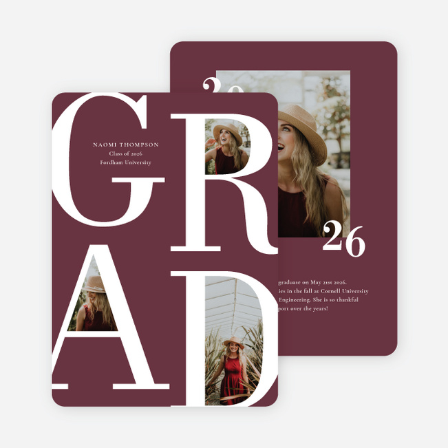 Framed Milestone Graduation Announcements & Graduation Invitations - Red