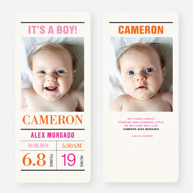 Headliner Birth Announcements - Pink