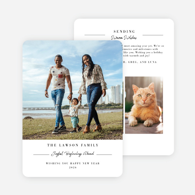 Timeless Joy New Year Cards and Invitations - White