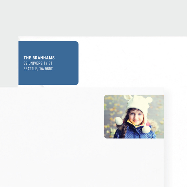 Photo Wrap Behind Return Address Labels - Blue