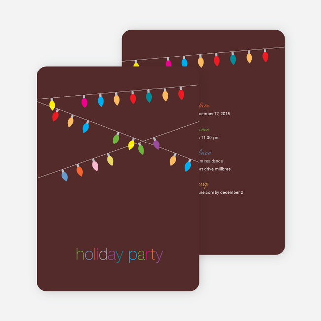 String of Christmas Lights Holiday Party Invitations - Plum