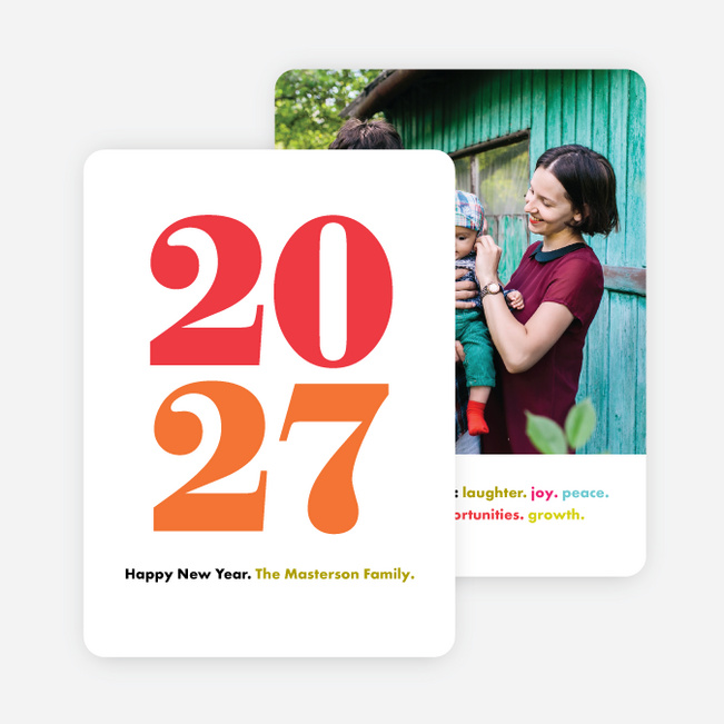 Bright Type New Year Cards - Red