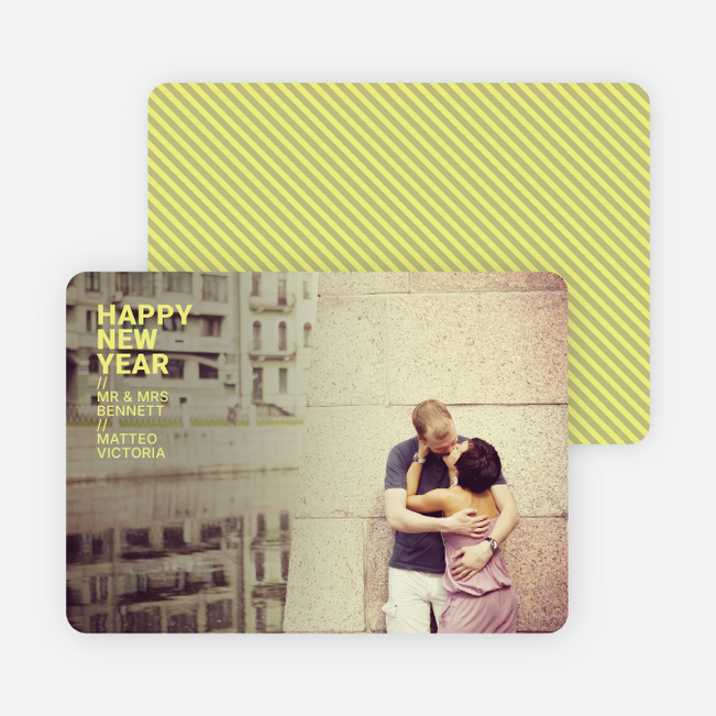 Happy New Years Photo Cards - Neon Yellow