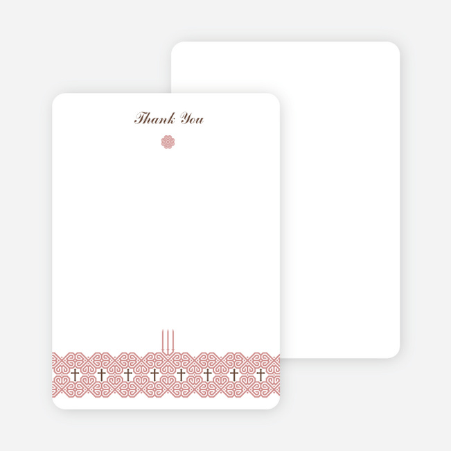 Notecards for the ‘Elegant Candle Baptism Invitation’ cards. - Cranberry